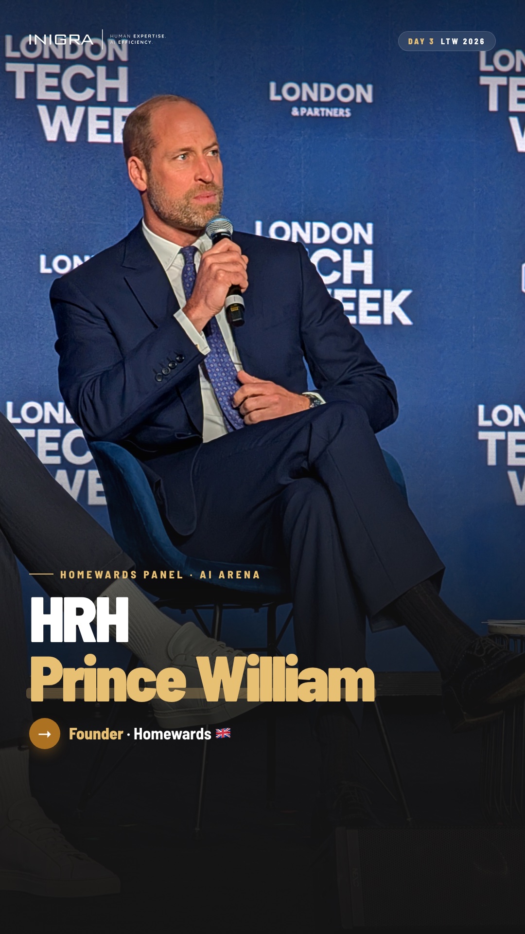 Day 3 highlight — HRH Prince William at AI Arena — Inigra Instagram reel