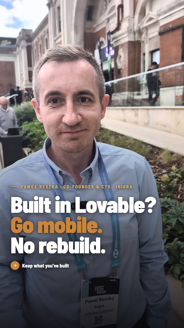 Built in Lovable? Go mobile, no rebuild — Inigra Instagram reel