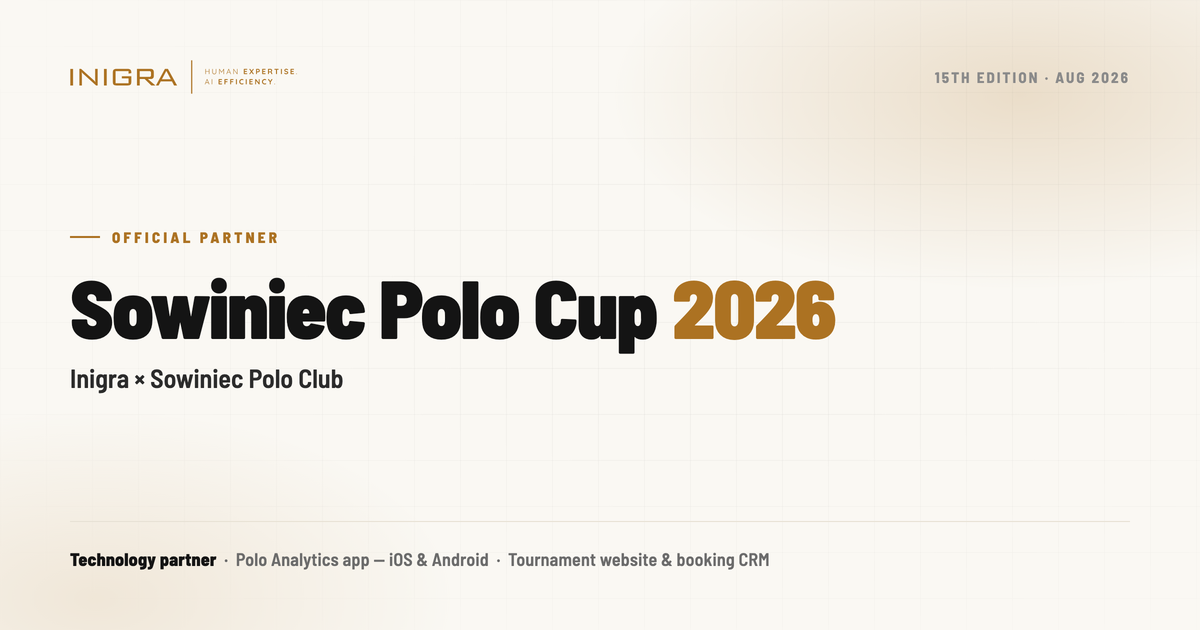 Inigra × Sowiniec Polo Cup 2026 — official partner, technology partner, Polo Analytics app
